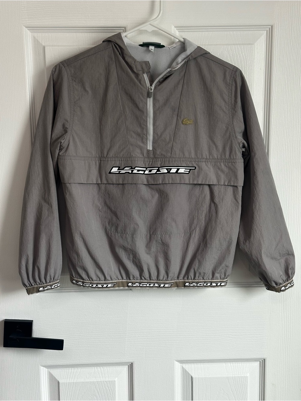 Lacoste kids' pull-on hooded jacket Grey Size 10 Flap-front kangaroo pocket Logo